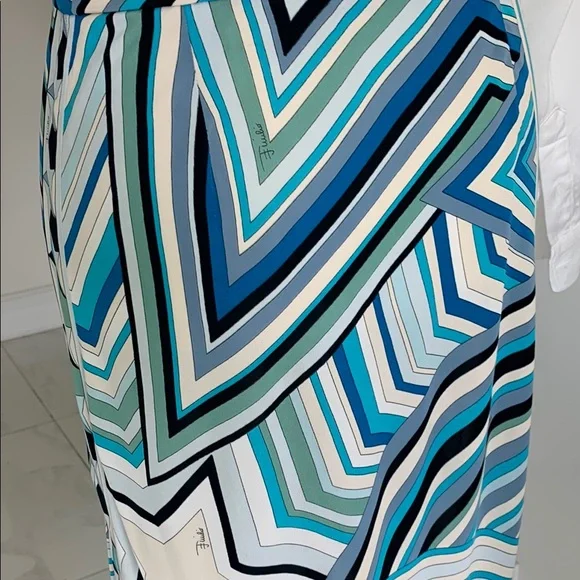 Striped Blue and White Midi Skirt - Picture 6 of 13